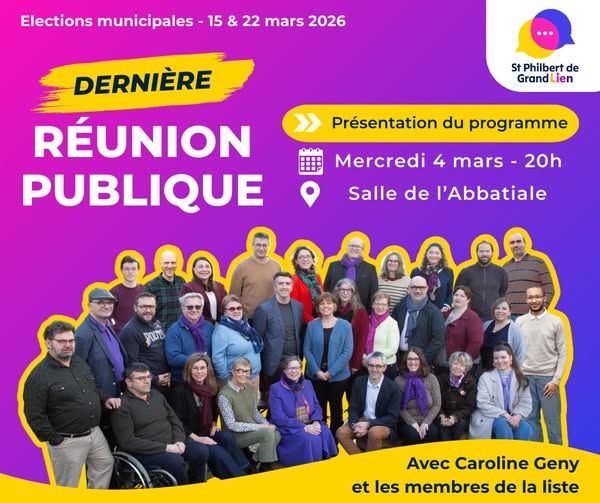Saint philbert municipales réunion publique du 4 mars 2026